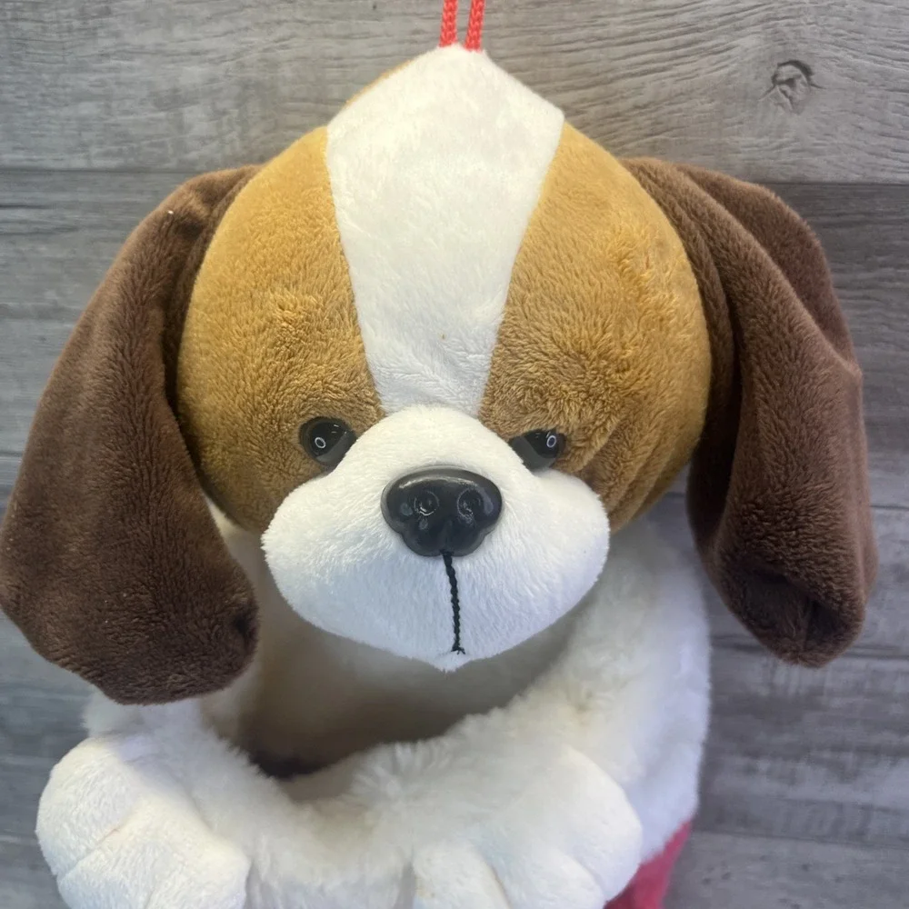 Christmas Stocking Puppy Dog Plush 3D Beagle Basset Hound Vintage